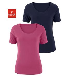 Vivance Shirt met korte mouwen elastische katoenkwaliteit (Set van 2)