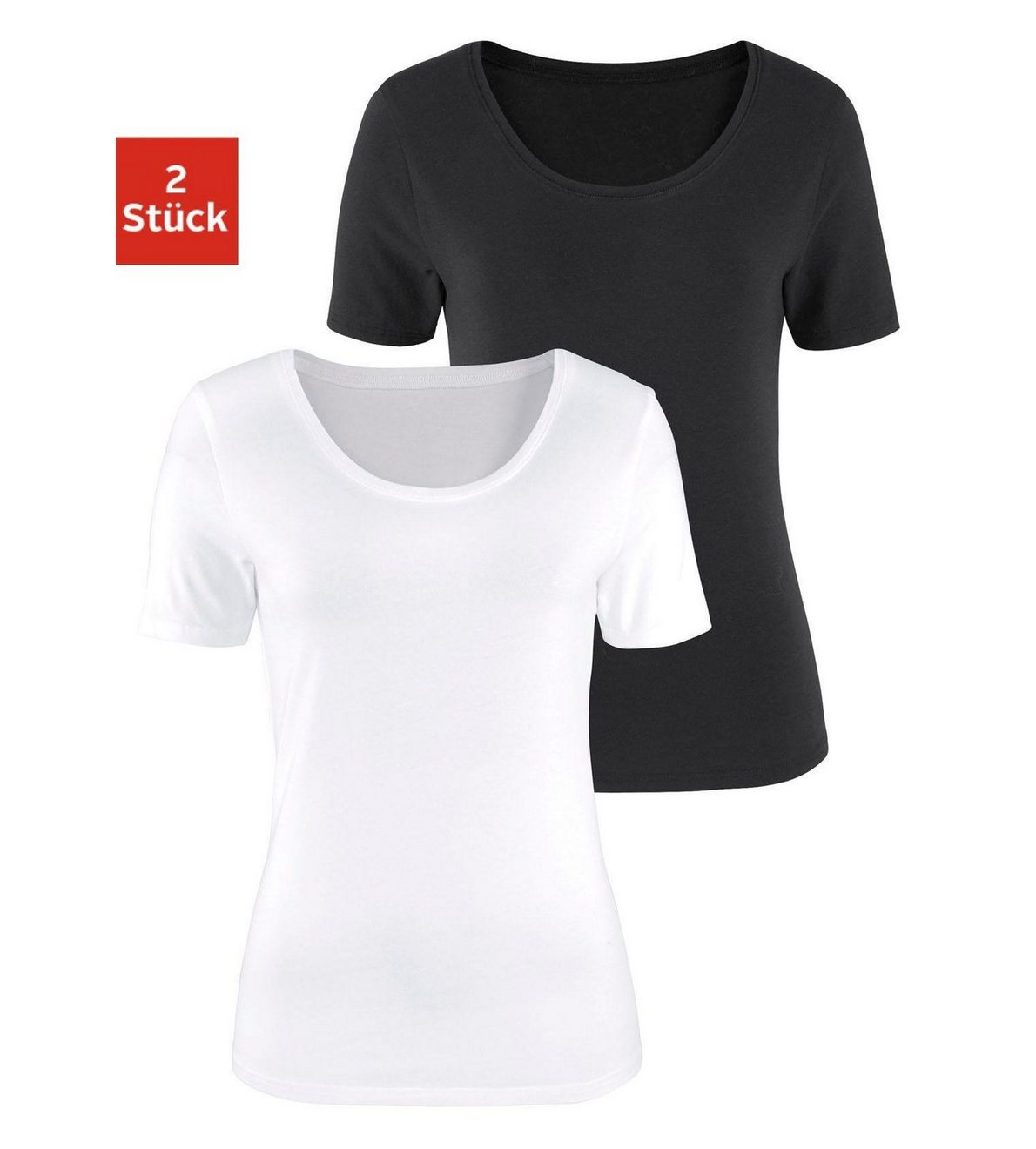 Vivance T-shirt Elastische katoenkwaliteit (Set van 2)