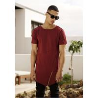 Urban Classics Long Open Edge Front Zip Tee T-Shirts schwarz Herren 