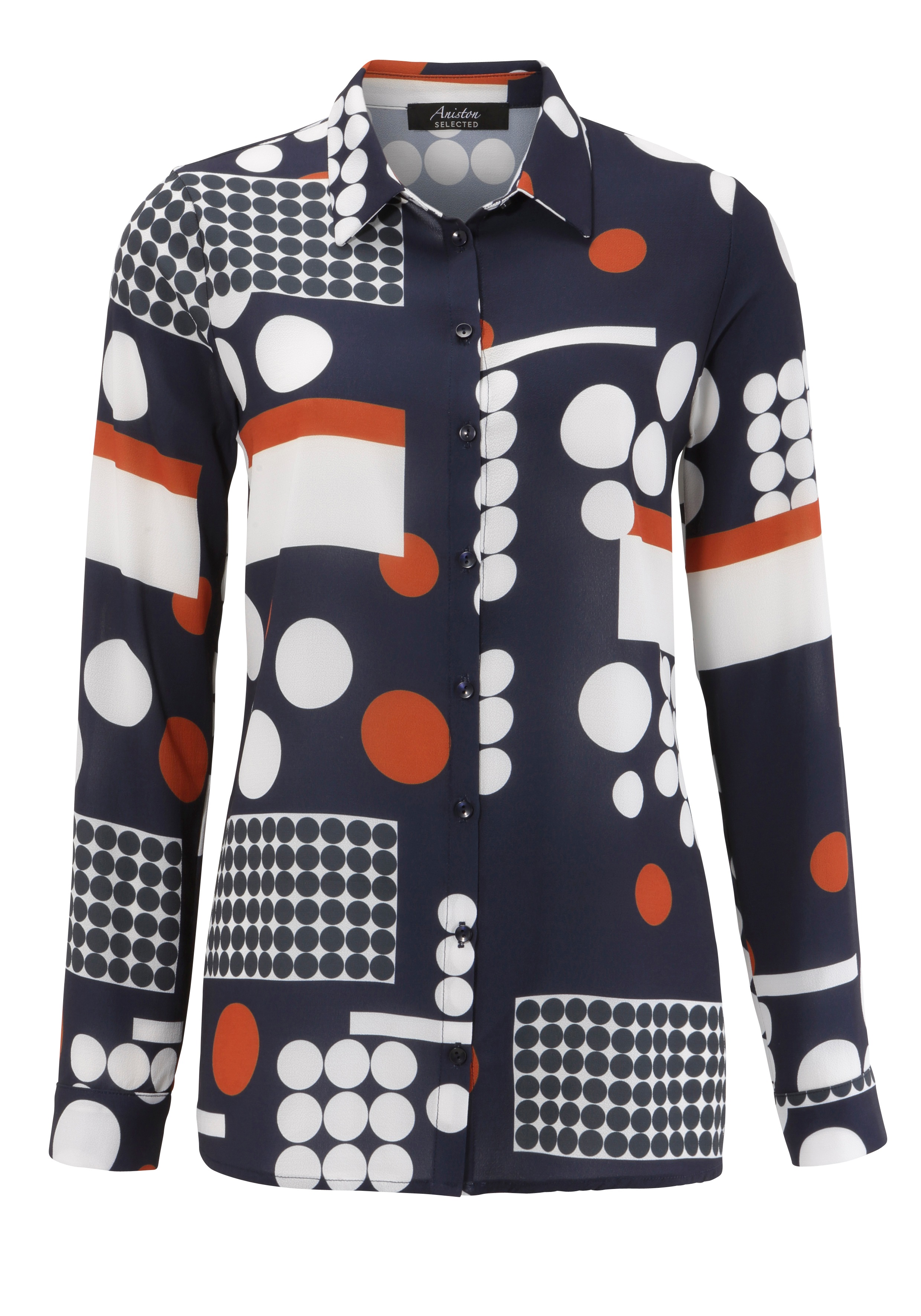 Aniston SELECTED Overhemdblouse met moderne stippeltjesprint