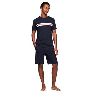 tommyhilfiger Tommy Hilfiger - Lounge-T-shirt in marineblauw met logo-bies over zijkant borst