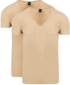 Suitable Diepe V hals 2-Pack T-Shirt Beige