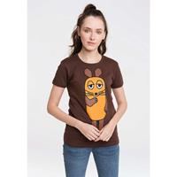 Logoshirt Print T-Shirt T-Shirts braun Damen 