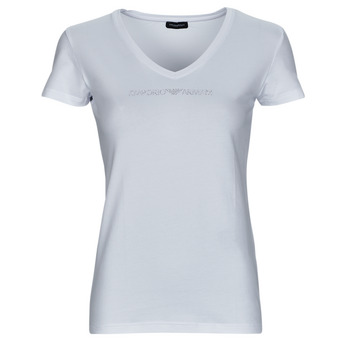Emporio Armani Damen T-Shirt - V-Neck, Loungewear, Kurzarm, Stretch Cotton T-Shirts weiß Damen 