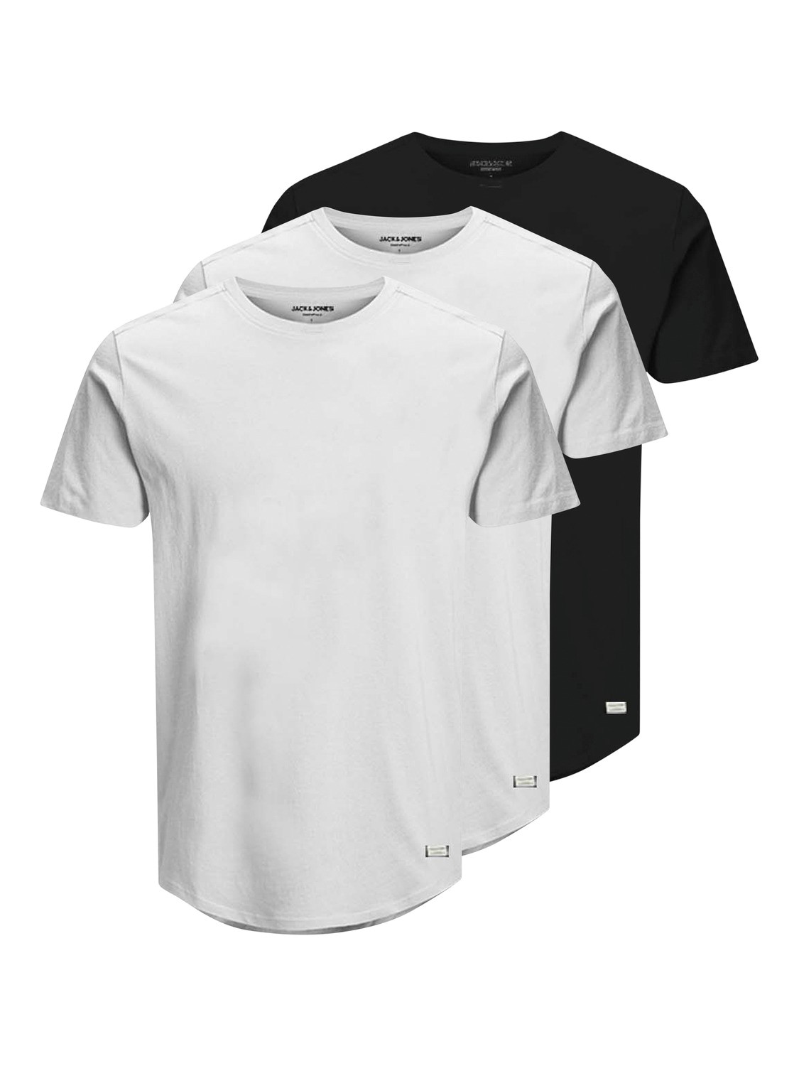JACK & JONES ESSENTIALS T-shirt (set van 3) wit/wit/zwart