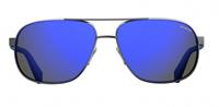 Polaroid Aviator Mens Dark Ruthenium grijze blauwe spiegel gepolariseerde zonnebril
