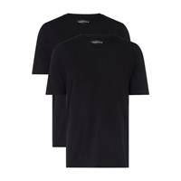 Schiesser T-Shirt, 2er-Pack, V-Ausschnitt, uni, für Herren, schwarz