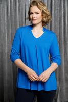 Ulla Popken Longsleeve »Shirt Zierfalte Punto-di-Roma V-Ausschnitt Langarm«