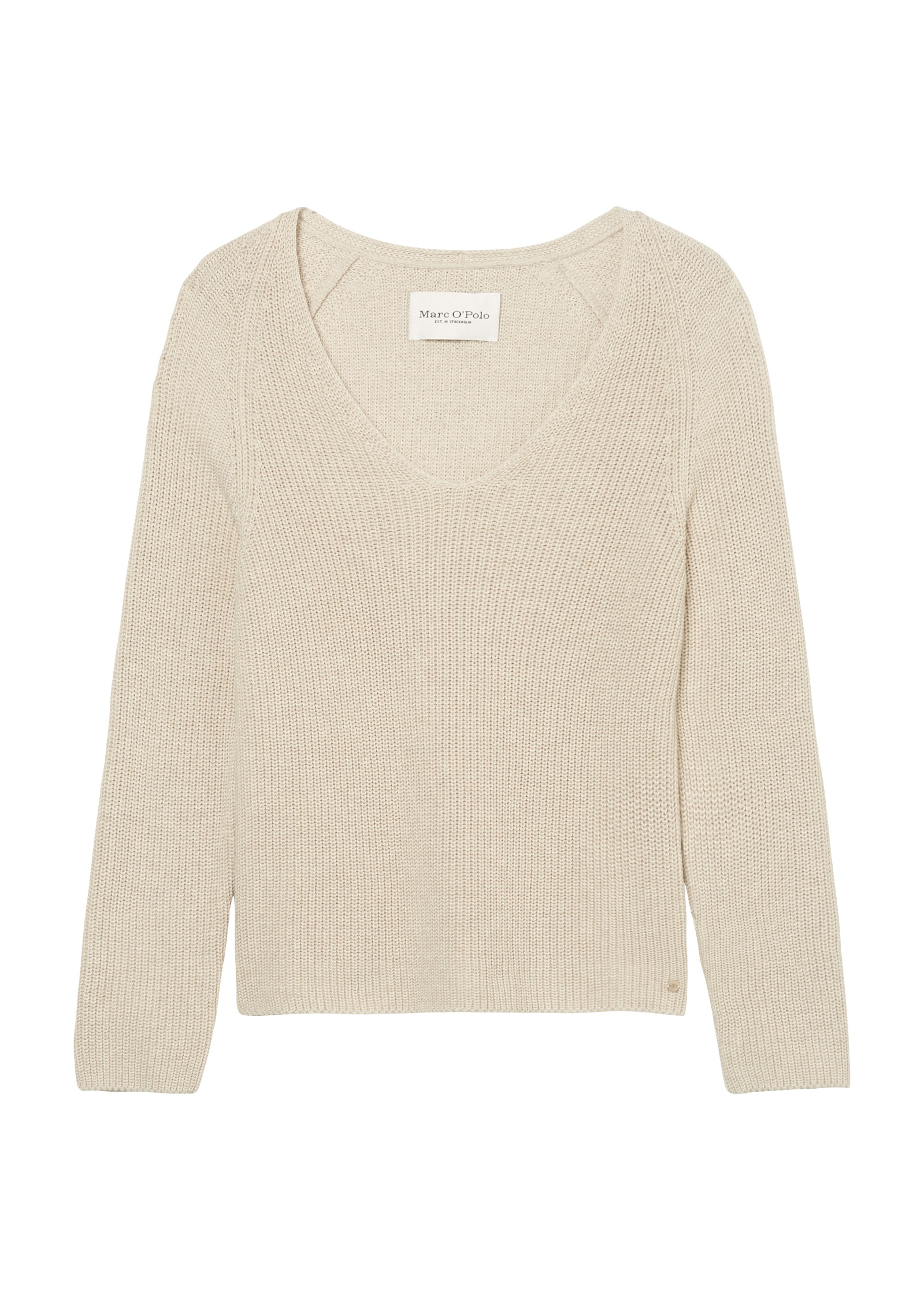 Marc O'Polo Strickpullover, mit dekorativem Strickmuster am Ärmel und V-Neck