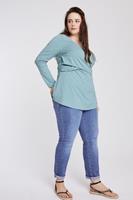 Ulla Popken Umstandsshirt Bellieva-Wickelshirt, V-Ausschnitt, Stilleinsatz, Langarm, GOTS