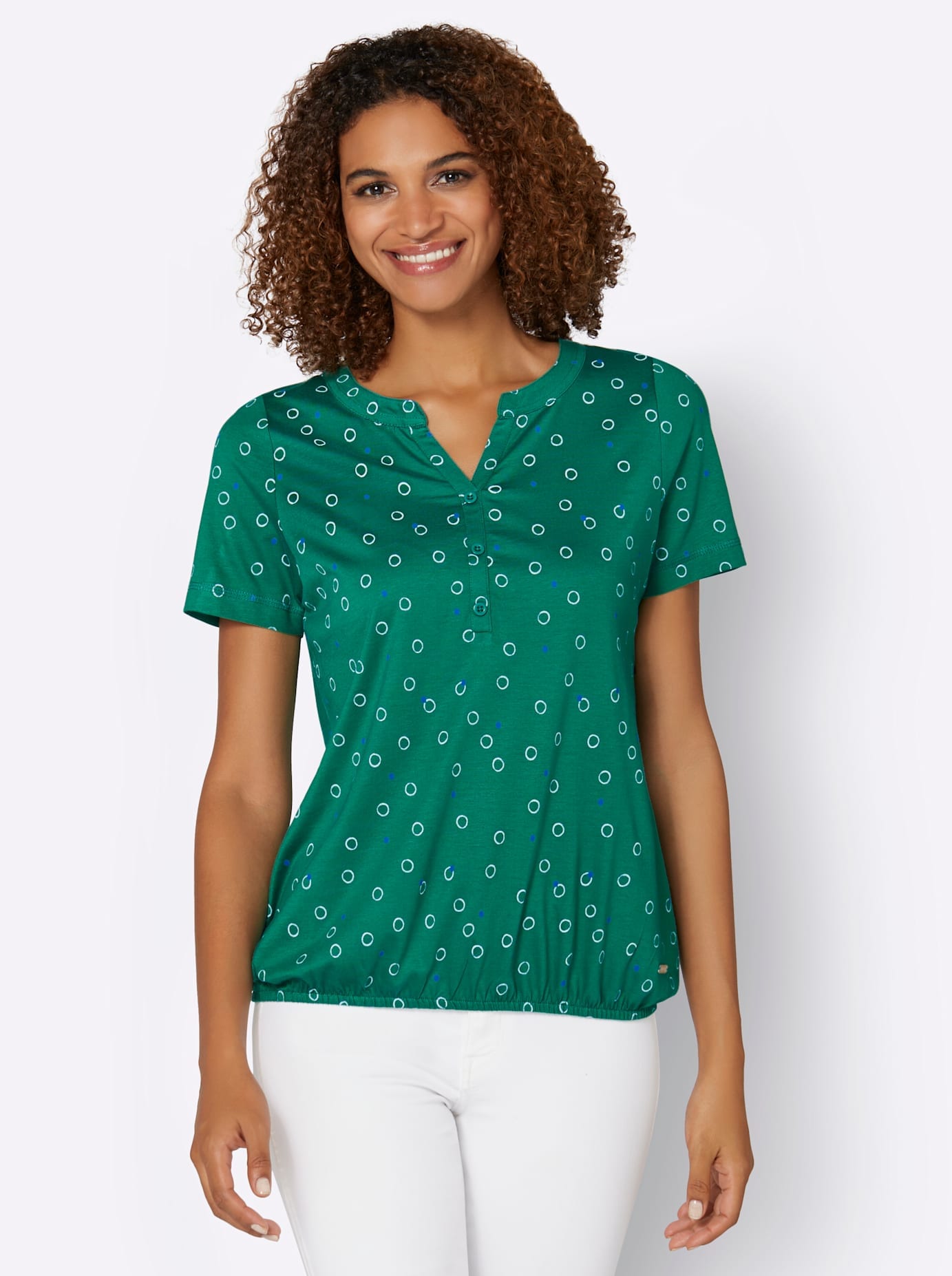 Your Look... for less! Dames Shirt groen/wit bedrukt Größe