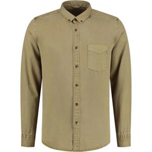 Overhemd Lange Mouw Dstrezzed Overhemd Garment Dyed Tencel Khaki