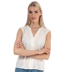 Vero Moda Nads Witte Mouwloze Top Met Kanten Rand Voor Dames - Maat 36