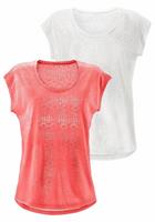 Lascana T-Shirt (2er-Pack) Ausbrenner-Qualität mit leicht transparentem Ethno-Design