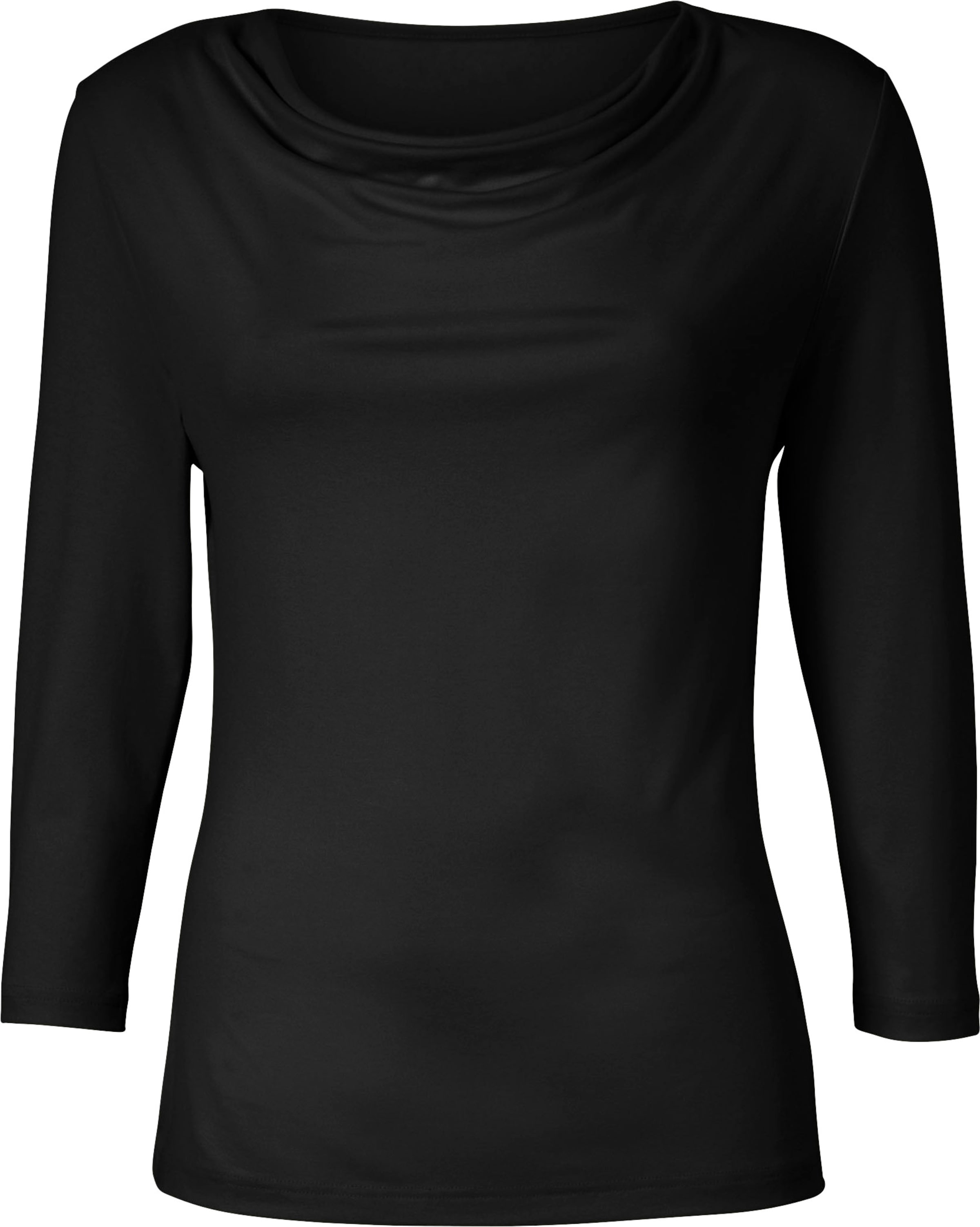 Shirt met cascadehals in zwart van heine