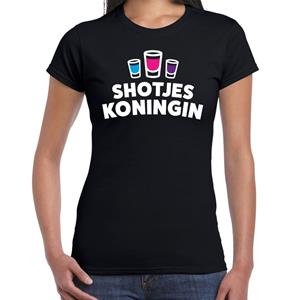 Bellatio Shotjes Koningin drank fun t-shirt Zwart