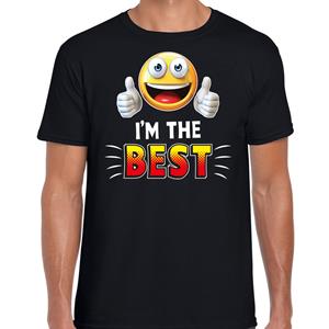 Bellatio Funny emoticon t-shirt I am the best Zwart