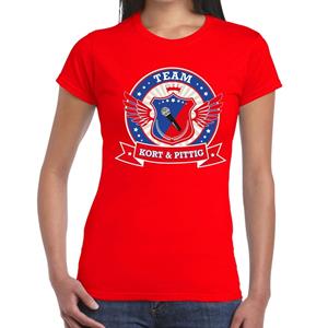 Bellatio Rood Kort en Pittig team t-shirt / t-shirt Rood