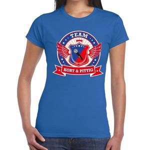 Bellatio Blauw Kort en Pittig team t-shirt / t-shirt Blauw