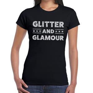 Bellatio Glitter and Glamour zilver glitter tekst t-shirt Zwart