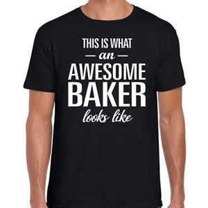 Bellatio Awesome Baker / geweldige bakker cadeau t-shirt Zwart