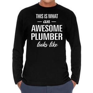 Bellatio Awesome Plumber - geweldige loodgieter cadeau shirt long sleeve Zwart