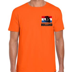 Bellatio Oranje supporter t-shirt voor heren - Holland brullende leeuw embleem op borst - Nederland supporter - EK/ WK shirt / outfit