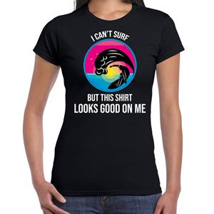 Bellatio I can not surf but this shirt looks good on me fun tekst t-shirt / shirt - Zwart