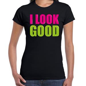 Bellatio I look good fun tekst t-shirt Zwart