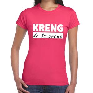 Bellatio KRENG de la creme tekst t-shirt fuchsia Roze