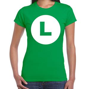 Bellatio Luigi loodgieter verkleed t-shirt groen voor dames - carnaval / feest shirt kleding / kostuum