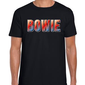 Bellatio Bowie muziek kado t-shirt Zwart