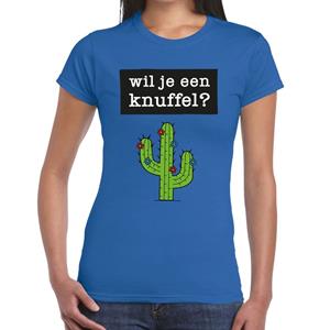 Bellatio Wil je een Knuffel tekst t-shirt Blauw