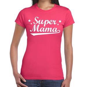 Bellatio Super mama cadeau t-shirt fuchsia Roze