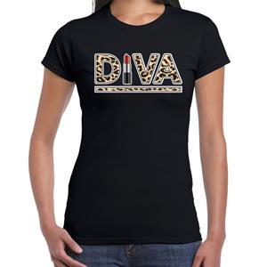 Bellatio Fout Diva lipstick t-shirt met panter print Roze