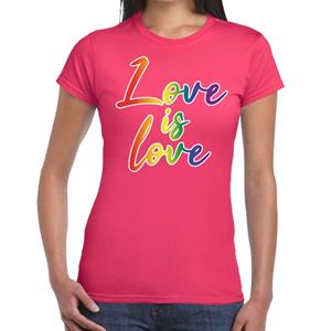 Bellatio Gay pride love is love t-shirt Roze