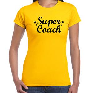 Bellatio Super coach cadeau t-shirt geel voor dames - Bedankt cadeau voor een coach