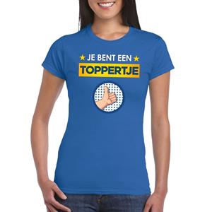Bellatio Blauw feest shirt - Je bent een toppertje met duim omhoog voor dames