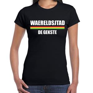 Bellatio Carnaval t-shirt Waereldsjtad de gekste voor dames - Zwart