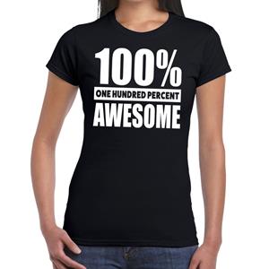 Bellatio 100% percent awesome tekst t-shirt Zwart