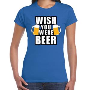 Bellatio Oktoberfest Wish you were BEER drank fun t-shirt Blauw