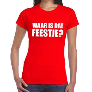 Bellatio Waar is dat feestje dames shirt Rood