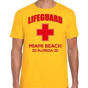 Bellatio Lifeguard / strandwacht verkleed t-shirt / shirt Lifeguard Miami Beach Florida Geel
