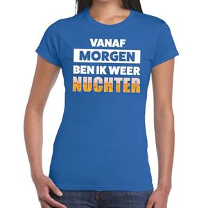 Bellatio Vanaf morgen ben ik weer nuchter tekst t-shirt Blauw