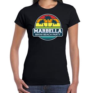 Bellatio Marbella zomer t-shirt / shirt Marbella bikini beach party voor dames - Zwart