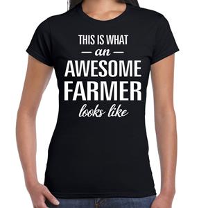 Bellatio Awesome farmer - geweldige boerin cadeau t-shirt Zwart