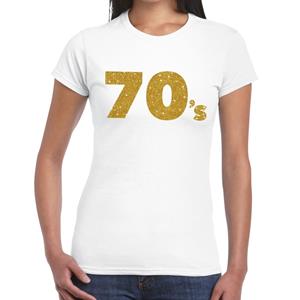 Bellatio 70's goud glitter t-shirt Wit
