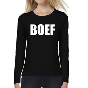 Bellatio BOEF tekst t-shirt long sleeve Zwart