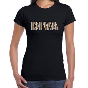 Bellatio Diva slangen print tekst t-shirt Zwart