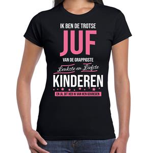 Bellatio Trotse juf cadeau t-shirt Zwart